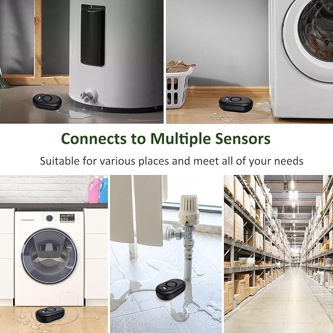 Water Leak Detector Sensor Alarm: Home Water Flooding Monitor Smart Sink Overflow Monitoring Adjustable Wet Moisture Alert Pipe Leakage Drip Detection Warning for Basement Floor (5 Sensor) - Image 3