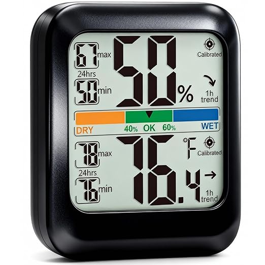 G.CATACC Digital Hygrometer Indoor Thermometer Humidity Meter Gauge, Room Thermometer Temperature and Humidity Monitor for House, Baby Nursery, Greenhouse, Reptile - Battery Included by GCATACC