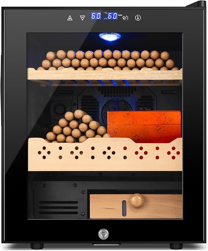 Electric Humidor for Cigars, 50L 300 Counts Large Capacity, Thermostatic Electric Cigar Cooler Cabinet with Spanish Cedar Wood Shelves, Digital LED Screen, Smart Humidity & Temp Control, Gifts for Men - Image 8