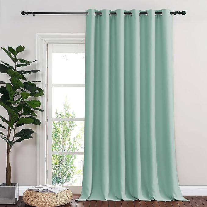 NICETOWN Sliding Door Curtain 108 Inches Long - Blackout Thermal Insulated Grommet Room Divider Privacy Drape for Patio Glass Door, 1 Panel, Aqua Blue, 100 Inch Extra Wide by NICETOWN
