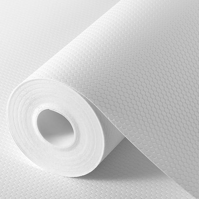 Shelf Liners for Kitchen Cabinets Non Adhesive Drawer Liner for Bathroom Waterproof Refrigerator Liners for Shelves Fridge Plastic Mats Cabinet Cupboard Liner White 11.8 x 236.2 Inches by StaHom