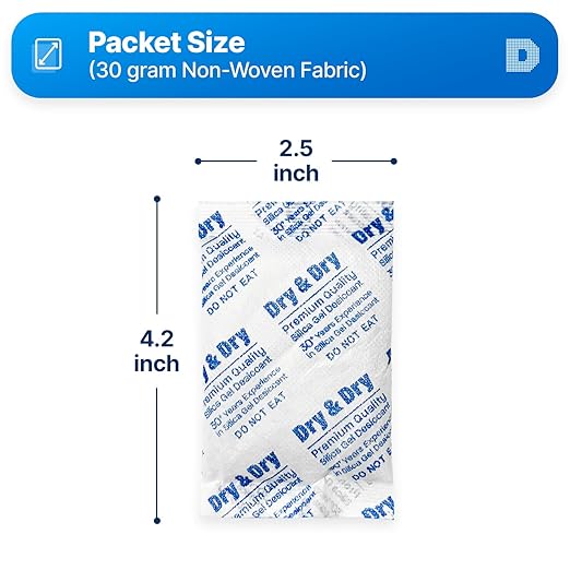 Dry & Dry 300 Gram [1 Packet] Silica Gel Packets, Desiccant Packs, Silica Gel - Rechargeable Silica Packets, Moisture Absorbers, Silica Gel Packs - Image 6