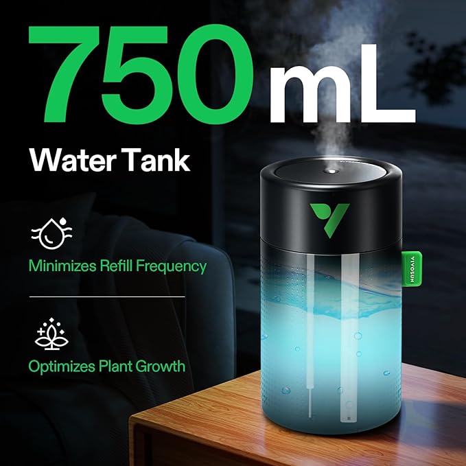 VIVOSUN AeroStream U075 USB Humidifier, 750ml Cool Mist Mini Humidifier with 2 Mist Modes, Auto Shut-Off, Smart Remote Control with VGrow, Designed for Small Grow Tents/VGrow - Image 2