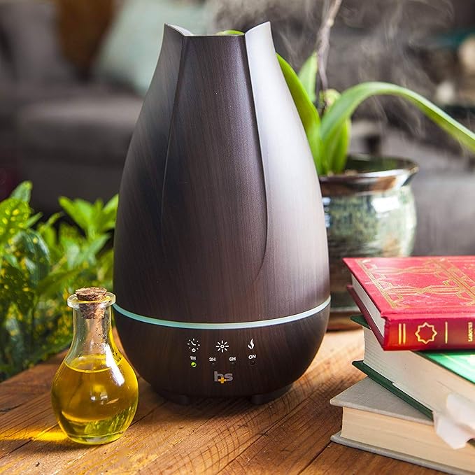 HealthSmart Essential Oil Diffuser, Cool Mist Humidifier and Aromatherapy Diffuser with 500ML Tank Ideal for Large Rooms, Adjustable Timer, Mist Mode and 7 LED Light Colors, Brown (Pack of 2) - Image 2