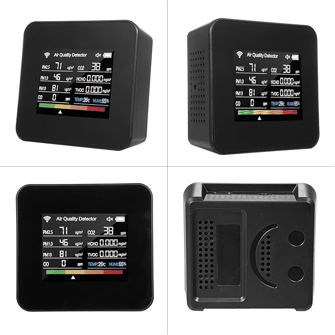 14 in 1 Indoor Air Quality Monitor Air Quality Detector CO₂ CO TVOC HCHO Temperature Humidity PM2.5 PM1.0 PM10 Desktop Air Quality Tester with Time/Date/Alarm Clock/Timer/Stopwatch Support APP Control - Image 8