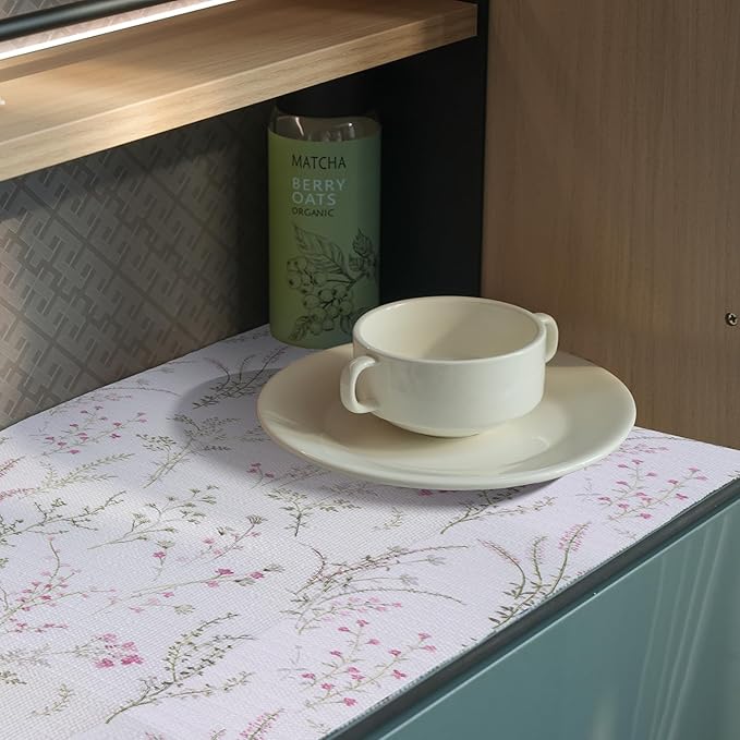 Floral Drawer and Shelf Liner for Cabinets, Non-Adhesive and Strong Non-Slip Flower Shelf Cabinet Drawer Liners for Kitchen,Table,Bookshelves,Waterproof Cupboard Liners,12IN x 10FT - Image 8