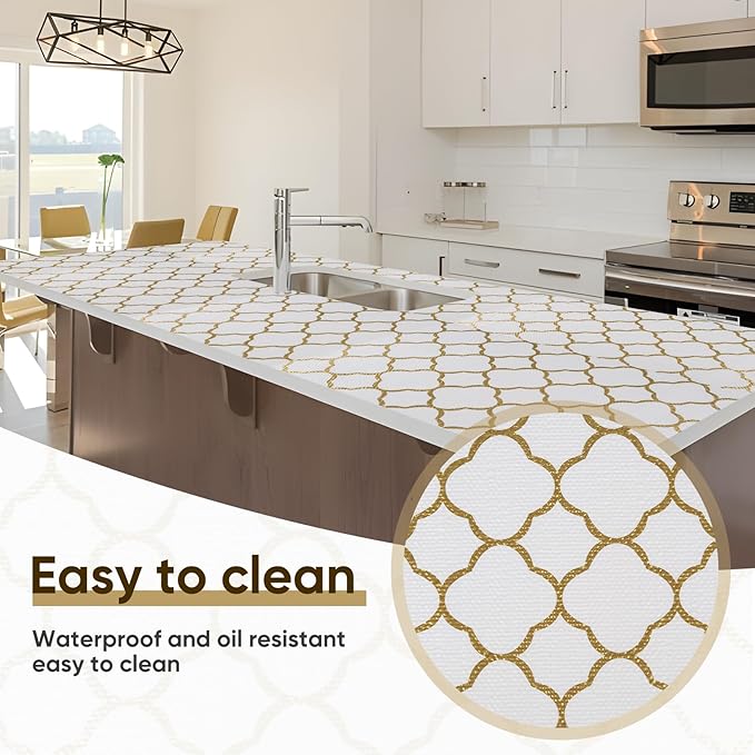 Shelf Liners Cabinet Liner Drawer Liner 12in X 6.5ft Gold Non Adhesive Strong Grip Non Slip Easy to Clean Waterproof and Washable Liner for Kitchen Cupboard, Desks, Pantry, Tool Box - Image 5