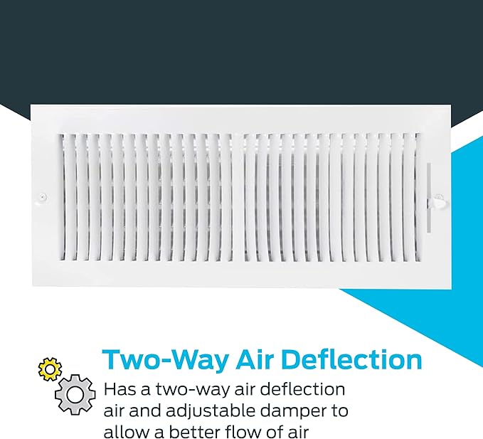 EZ-FLO 16 x 6 Inch (Duct Opening) White Air Vent Cover for Wall or Ceiling, Two-Way Ventilation Register, Solid Steel HVAC Cover, 61663 (Pack of 2) - Image 4