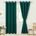 Hiasan Blackout Curtains for Bedroom, 52 x 84 Inches Long - Thermal Insulated & Energy Saving Window Curtains for Living Room, 2 Drape Panels Sewn with Tiebacks, Hunter Green by Hiasan