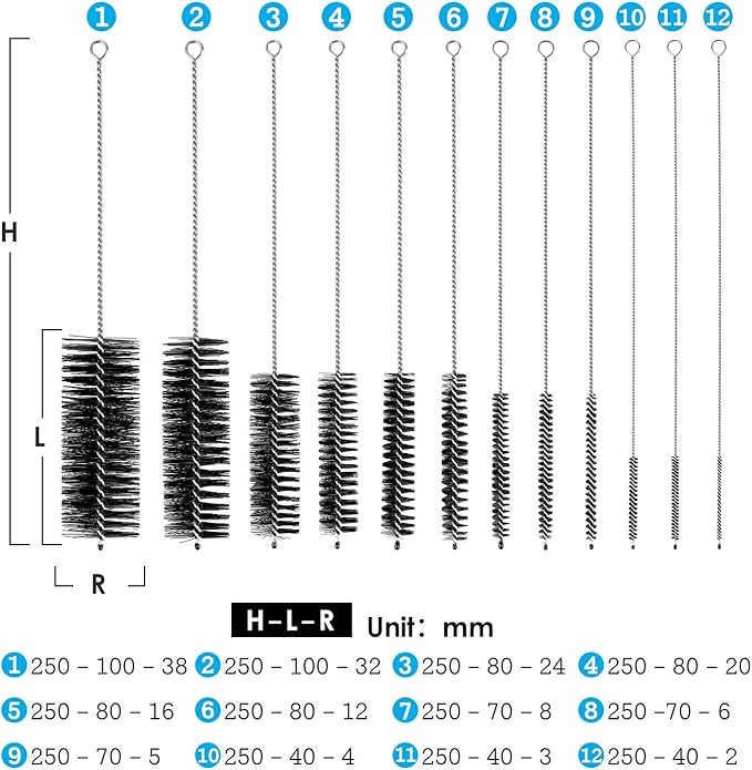 Black Nylon Cleaning Brush Set, 12-Piece, Suitable for Bottle, Teapot, Airbrushes, Espresso Machines, Protective Design, Dishwasher Safe - Image 3