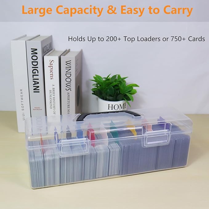 2 Pack Plastic Card Storage Box - Toploader Baseball, Football & Sports Card Case with Handle, Holds Up to 750 Cards - Image 3