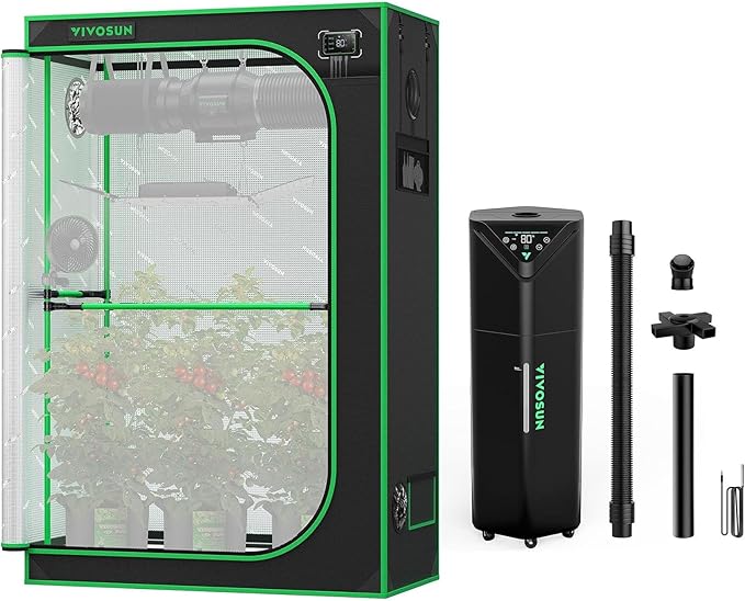 VIVOSUN P426 48"×24"×72" PRO Grow Tent and AeroStream H19 Intelligent Environmental 19L Humidifier with Temp & Humidity Probe, Top Control Panel, Smart Remote Control, Designed Specifically for Use wi by VIVOSUN