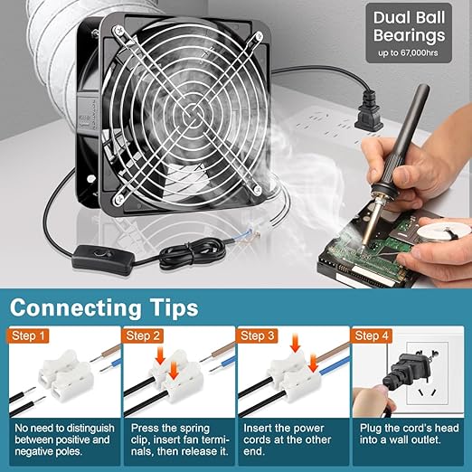 GDSTIME AXIAL Fan 15050, 110V 120V AC 150mm x 150mm x 50mm Fan, Ventilation Exhaust Projects Cooling Fan - Image 5