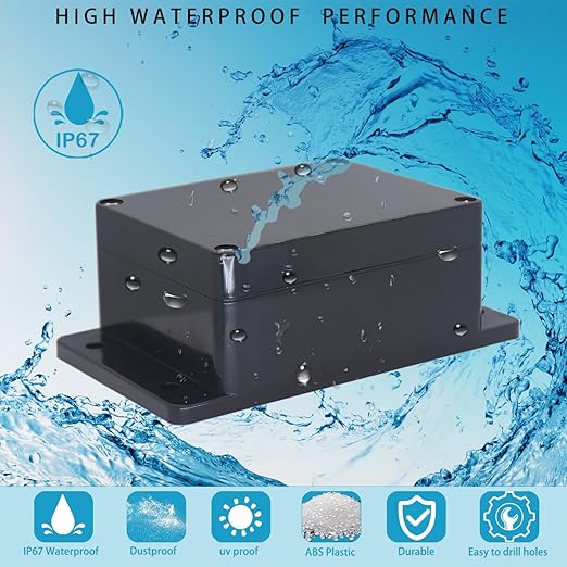 Watertight Junction Box, IP67 Waterproof Project Box Durable ABS Plastic Electronic Enclosure Case for DIY Electrical Project with Wall Fixed Ear 4.53" x 3.54" x 2.17"(115 x 90 x 55 mm) 2Pcs - Image 7
