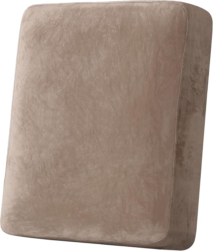 H.VERSAILTEX Velvet Stretch Couch Cushion Cover Plush Cushion Slipcover for Chair Cushion Furniture Protector Seat Cushion Sofa Cover (1 Piece Armchair Cushion Covers, Taupe) by HVERSAILTEX