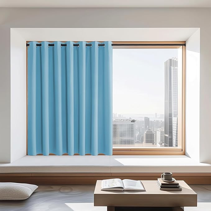 NICETOWN Blackout Curtains 72 inches Long, Grommet Privacy Window Treatment Thermal Insulated Room Darkening Sliding Glass Door Drape for Bedroom Living Room, 1 Panel, W100 x L72, Teal Blue by NICETOWN