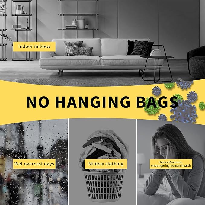 ZSZMFH 15 Pack Moisture Absorber & Max Odor Eliminator Hanging Bag, Charcoal Smell Remove Damp Musty Smell,Hanging Closet Dehumidifier Bags with 25g of Activated Charcoal (220g/pack) Yellow - Image 5