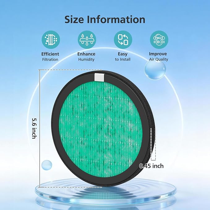 3 Pack HEPA Replacement Filters Compatible with HomBreez Air Purifier and Humidifier Combo (WG-03/WG-03-S/F-WG), 4-Stage Filtration System Filters - Image 6