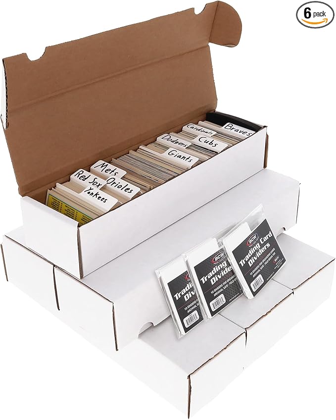 BCW 800ct Trading Card Storage Box & Horizontal Card Dividers – 6 Boxes & 30 Dividers | Sports Card, TCG & CCG Organizer | Trading Card Storage Solution by BCW