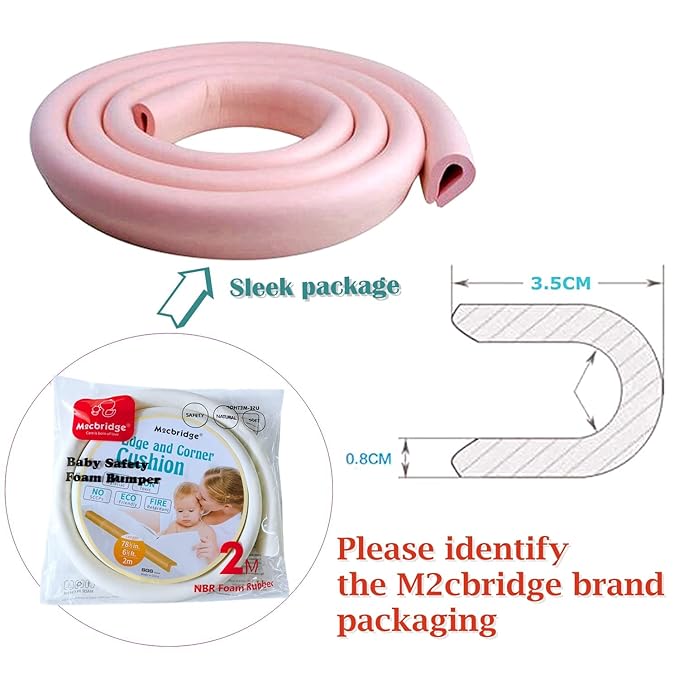 M2cbridge U Shape Extra Thick Furniture Table Edge Protectors Foam Baby Safety Bumper Guard 6.5 Ft (Brown) - Image 4