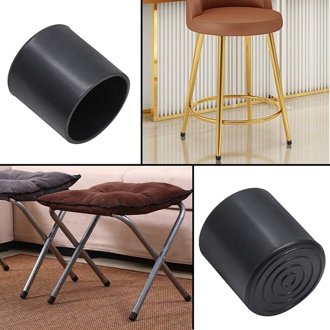 20Pcs Round Rubber Furniture Leg Caps 1-1/4"/32mm Vinyl Flexible Chair Leg Floor Protectors/Covers Plastic End Caps for Patio/Indoor Furniture Leg Caps Railing (Black) - Image 4