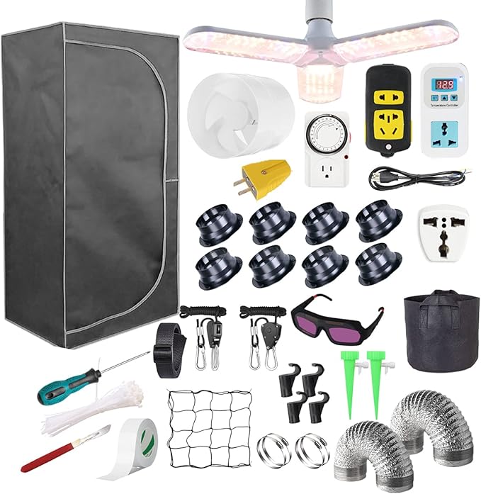 4x4 Grow Tent Kit Complete High Reflective Mylar Indoor Grow Tent 48"x48"x80"+ LED Grow Light Combo Hydroponics Indoor Plant Growing Tent System (Upgraded Grow Tent Kit) by iMeshbean