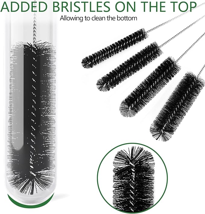 CiaraQ Bottle Cleaning Brushes, 8 Inch Nylon Tube Brush Set, Cleaner for Narrow Neck Bottles Cups with Hook, Set of 13pcs - Image 3