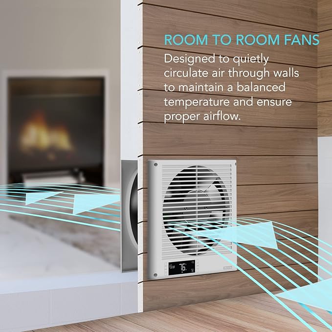 AC Infinity Room to Room Fan 8”, Two-Way Reversible Airflow Through-the-Wall Fan with Temperature Controller, Quiet Precise 10-Level Speeds for In-Wall Kitchen, Laundry Room, and Workshops - Image 2