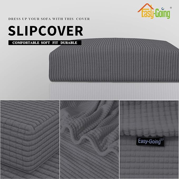 Easy-Going Stretch Cushion Cover Sofa Cushion Furniture Protector Sofa Seat Sofa slipcover Sofa Cover Soft Flexibility with Elastic Bottom(Sofa Cushion,Gray) - Image 3