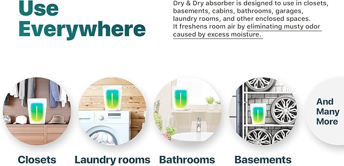 Dry & Dry 6 Pack Standing Moisture Absorbers to Control Excess Moisture in Basements, Closets, Bathrooms & Laundry Rooms - Image 7