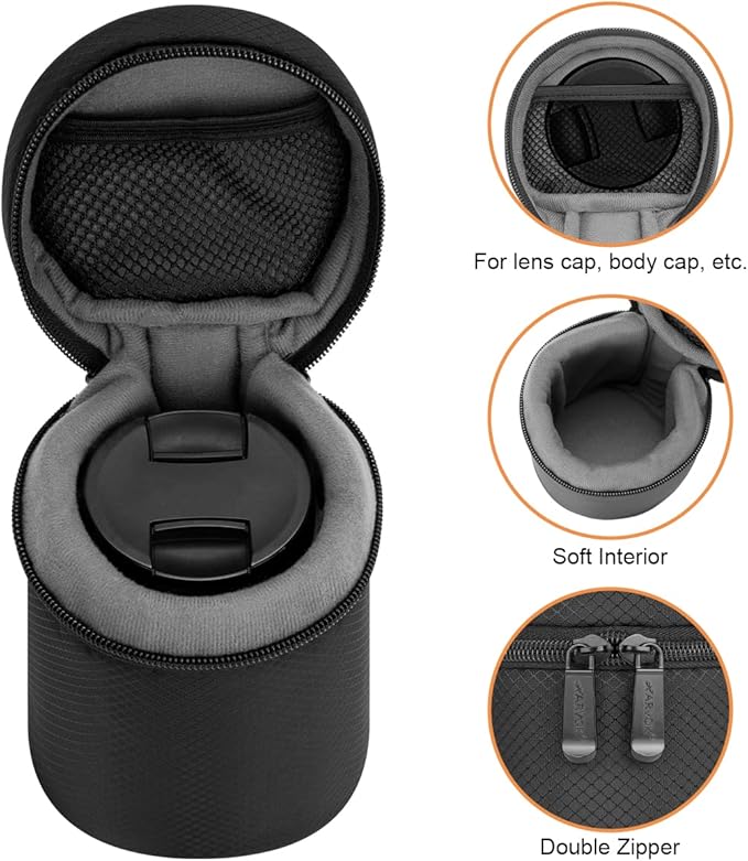 ARVOK Camera Lens Case, Water Resistant Protective Pouch for DSLR Camera, 4 Size Thick Bag for Nikon, Tamron, Sigma, Pentax, Sony, Fuji, Panasonic (4 Pack) - Image 2