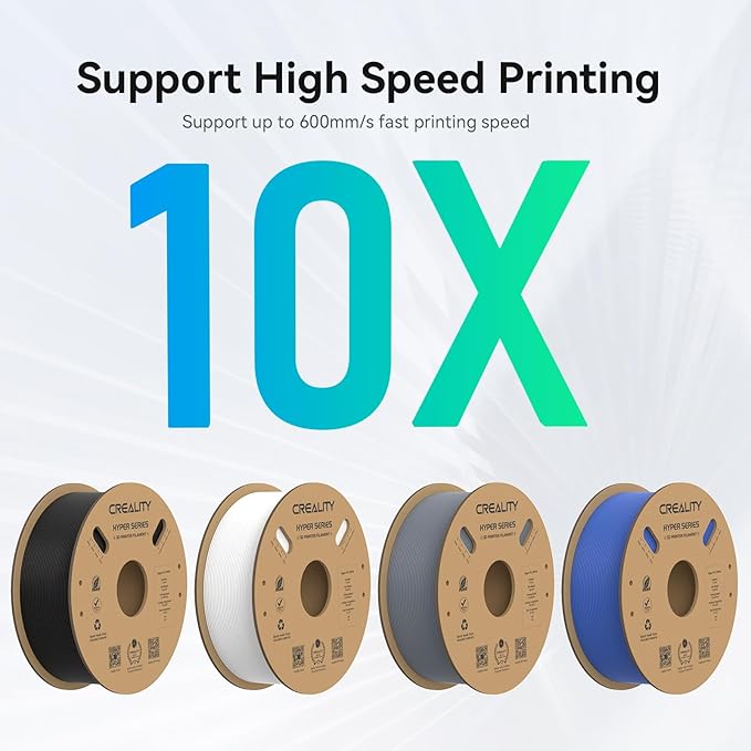 Creality Hyper PLA Filament 1.75mm, 30-600mm/s High Speed 3D Printer Filament, Dimensional Accuracy +/-0.02mm, Fit Most FDM 3D Printers, 4 Pack 1kg Spool(2.2lbs), Black & White & Grey & Blue - Image 4
