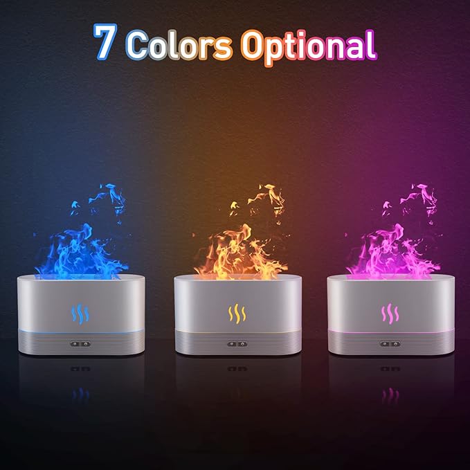 Colorful Flame Air Aroma Diffuser Humidifier, Upgraded 7 Flame Color Noiseless Essential Oil Diffuser for Home,Office,Yoga with Auto-Off Protection 180ml (8Hours White) - Image 2