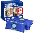12 Pack Rechargeable Desiccant Packs, 100g Each, Blue, Color Indicating Silica Gel Dehumidifier Bags for Storage, Closets, Cars, Bins by FURWEY