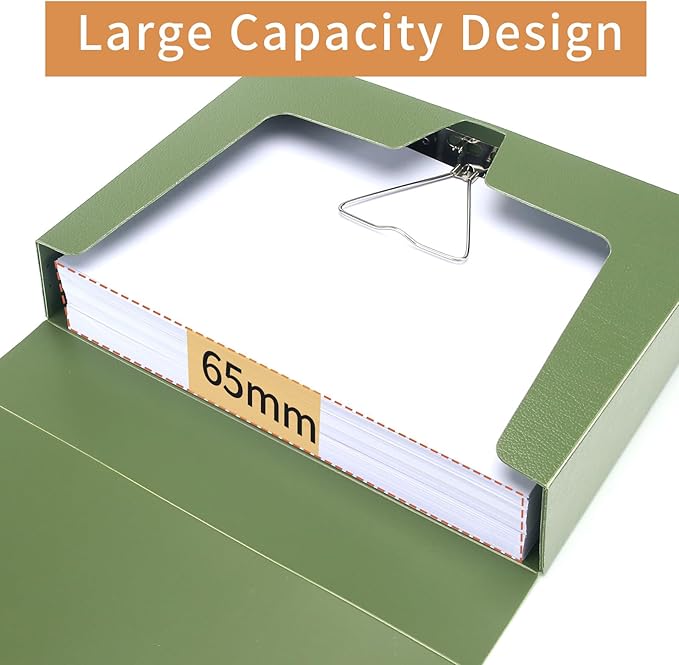 HUA JIE 2 Pack A4 Storage File Boxes Archives Case,65mm Spine,Box File Document Storage Box with Metal Clip for Office School -Green - Image 2