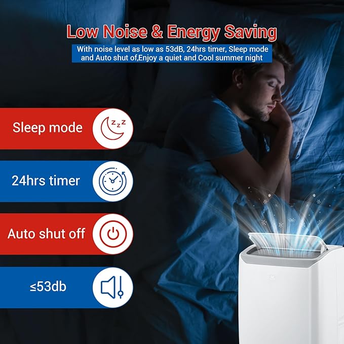 12,000 BTU Portable AC Units for Rooms, 3-In-1 Portable Air Conditioner Up to 550 Sq.Ft(Approx.) | Remote, LED Display, 24H Timer | Includes Window Kit & Extendable Hose, White-3032 - Image 6