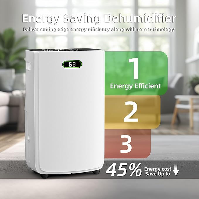 5000 Sq.Ft Dehumidifier for Basement with Drain Hose, 80 Pint Dehumidifiers for Home with Large 6.5L Water Tank,24H Timer,Child Lock,Defrost,Silent,4 Modes Operation Auto Shut-off - Image 5