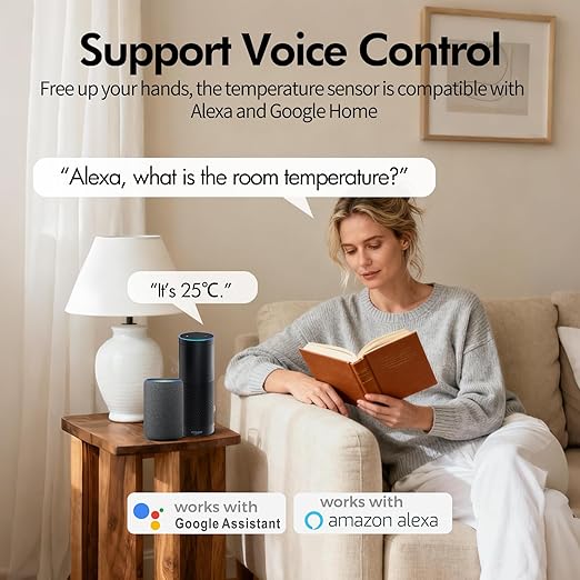eMylo WiFi Thermometer Hygrometer Sensor, Smart Wireless Indoor Temperature Humidity Monitor with App Alerts, Free Data Storage Export, for Home Room Pet Greenhouse, Compatible with Alexa, 2 PCS - Image 7