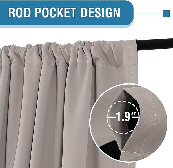 H.VERSAILTEX 100% Blackout Curtains for Bedroom Thermal Insulated Blackout Curtains 108 Inches Long Rod Pocket Window Drapes for Living Room with Black Liner 2 Panels Set, Warm Taupe - Image 4
