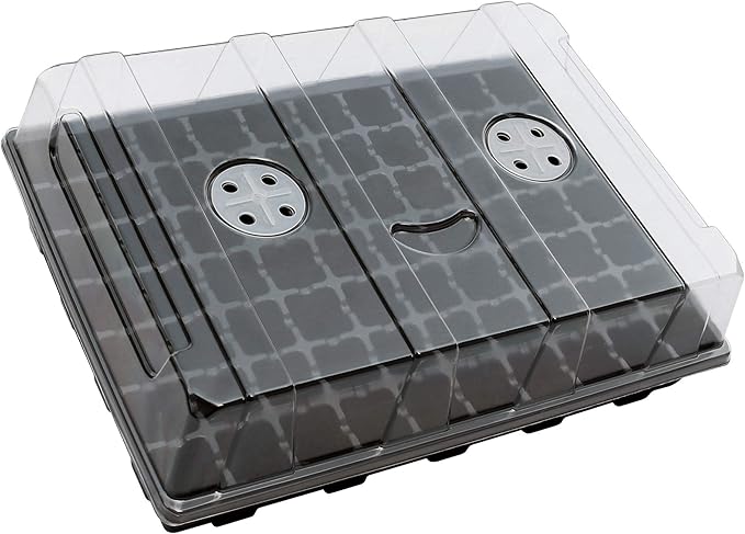 Gardzen Seed Starter Tray, 5 Pack Smiling Face Plant Germination Trays with Total 350-Cell, Seed Starter Kit with Humidity Vented Domes and Bases for Starting Vegetable Flower Herb Seeds 18" x 14" by Gardzen
