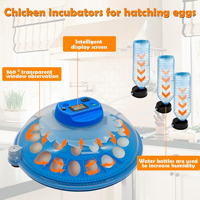 26-Egg Incubator with Automatic Egg Turning and Humidity Control | with 360° Viewing Window | Suitable for Hatching Eggs of Poultry &Reptiles Such as Chickens,Ducks,Geese,Quails,Parrots,etc - Image 4