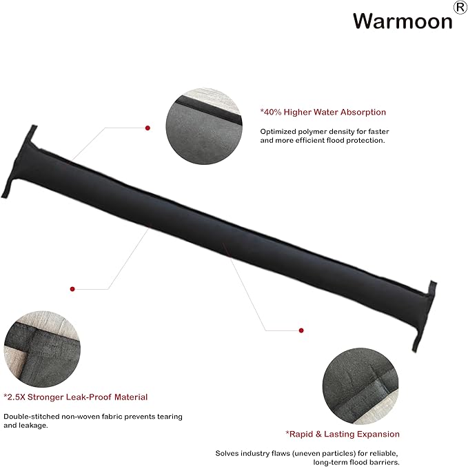 Warmoon 10ft Self-Absorbing Flood Barriers - Ideal for Home Doorways, Garage Floors & Commercial Entrances, Quick Water Activation (10ft (Pack of 5)) - Image 3
