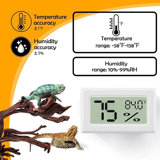 Bearded Dragon Accessories, 2 PCS Rectangle Reptile Thermometer and Humidity Gauge, Reptile Tank Accessories for Jumping Spider, Leopard Gecko, Hermit Crab, Gecko, Ball Python, Lizard - Image 3