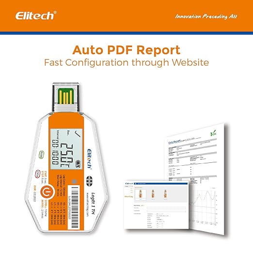 Elitech WHO PQS Certificated 10 Pack Temperature Humidity Data Logger 120Days with Light Sensor Single Use Temperature Recorder PDF Report USB Temperature Logger 16000 Points LogEt1-TH - Image 3