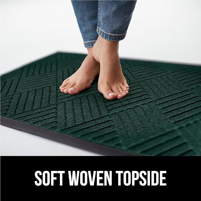 GORILLA GRIP 100% Waterproof All-Season WeatherMax Doormat US Designed Natural Rubber, Stain and Fade Resistant, Low Profile Indoor Outdoor Door Mats, Easy Clean Patio Mat, 17x29, Green Diamond - Image 7