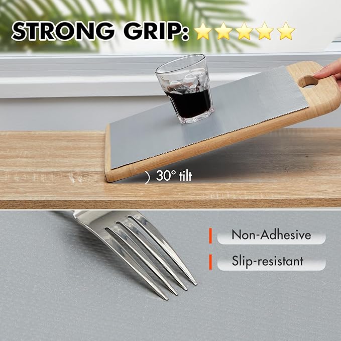 Viseeko Shelf and Drawer Liner for Kitchen Cabinet, Non-Adhesive Cabinet Liners for Shelves, Strong Grip Shelf Paper Non-Slip Waterproof Easy to Cut for Dresser Cupboard, Grey, 12 in x 20 ft - Image 2