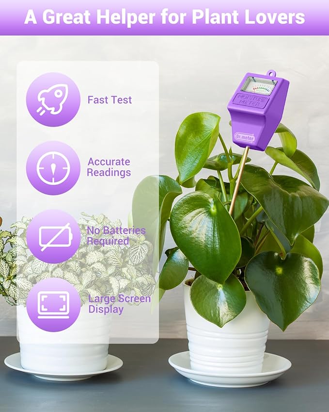 Soil Moisture Meter Tester for Plants, Hygrometer Moisture Sensor for Houseplants Indoor Outdoor Garden Lawn Use - Plant Water Meter Gauge Test Kit, No Battery Needed - Gardening Gifts - Image 2