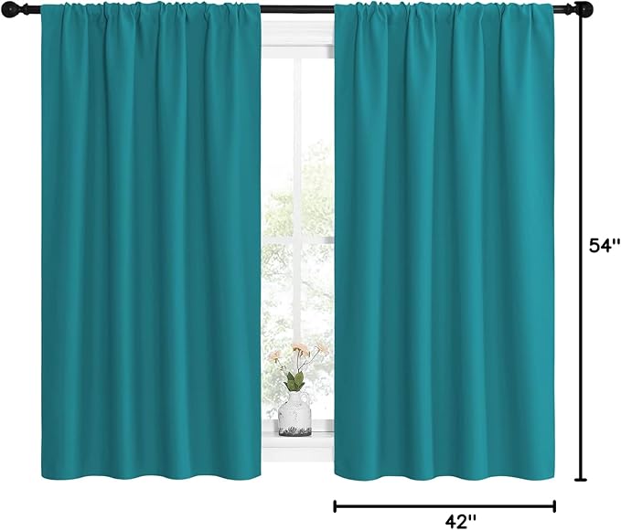 NICETOWN Peacock Blue Blackout Curtains Panels for Window, Thermal Insulated Rod Pocket Blackout Drapes/Draperies for Living Room (2 Panels, W42 x L54 inches) - Image 10