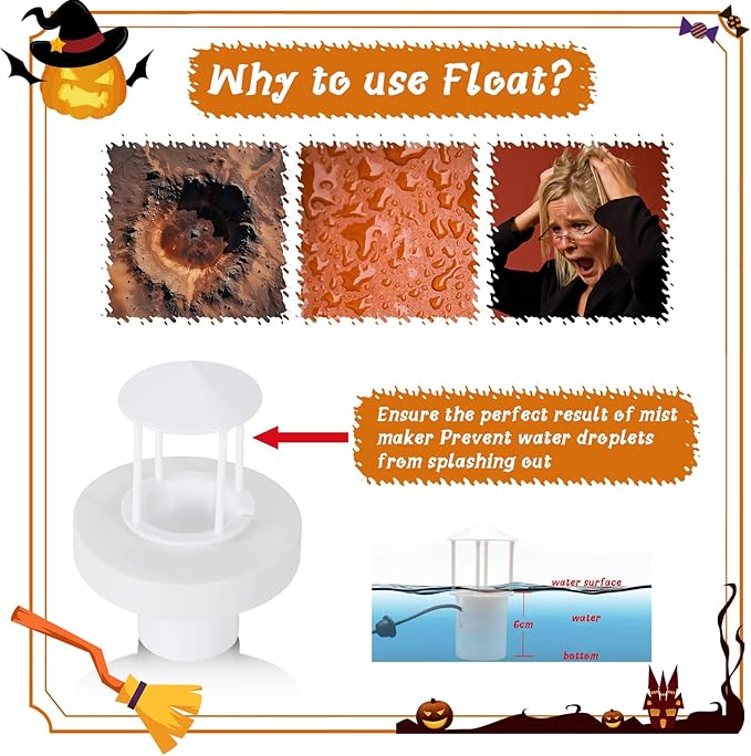 Halloween Mist Maker, Halloween LED Ultrasonic Mister Fogger with Light Witch Cauldron Diffuser Fog Machine Atomizer Bowl Terrarium High Output Humidifier Water Vaporizer with Splash Guard Float Disc - Image 9