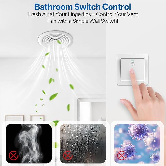 8 Inch Round Bathroom Exhaust Fan，110 CFM 1 Sone Powerful and Quiet Bathroom Ventilation, Replacement for Mobile Home，Through Wall Vent Fan, Easy Install - Image 3